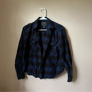Forever 21 Navy Blue and Black Plaid Checkered Shirt